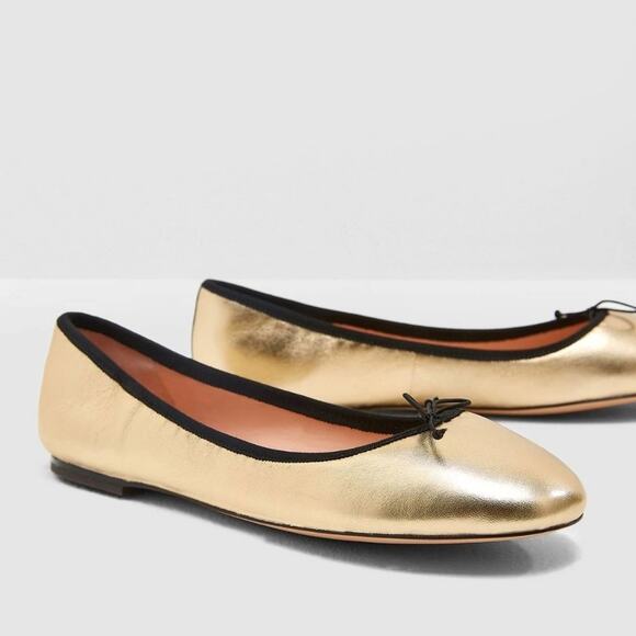 J Crew Evie Metallic Gold Ballerina Flats - Picture 1 of 11